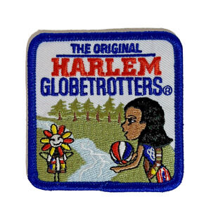 Harlem Globetrotters Patch Woman Basketball Player Red White Blue Square NOS